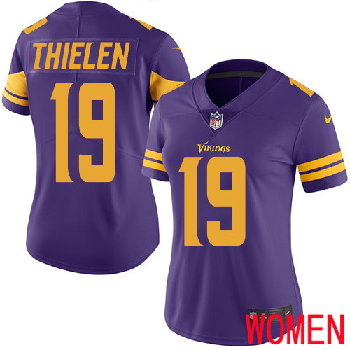 Minnesota Vikings #19 Limited Adam Thielen Purple Nike NFL Women Jersey Rush Vapor Untouchable